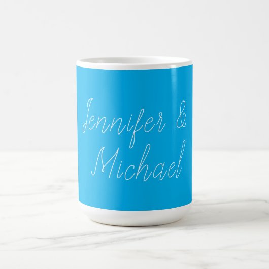 Hochzeits-Profi-Klassische Handschrift Blau Kaffeetasse (Mittel)