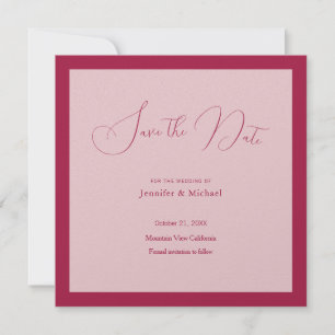Hochzeits-Profi Minimalist Rose Rot Farbe Save The Date