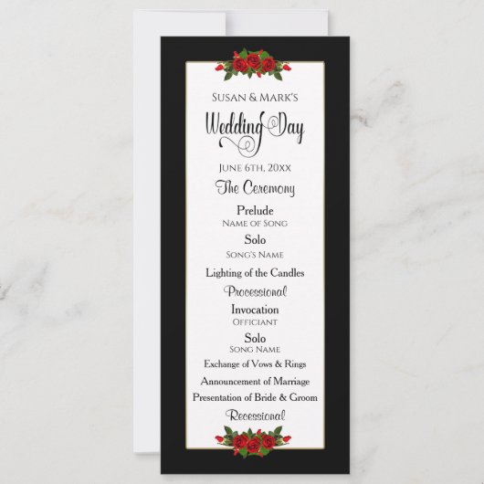 Hochzeits-Programm, Rosen-Sammlung Einladung (Vorderseite)