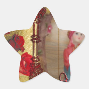 Hochzeits-Puppen-Porträt Grafik-Kunst-Druck Stern-Aufkleber