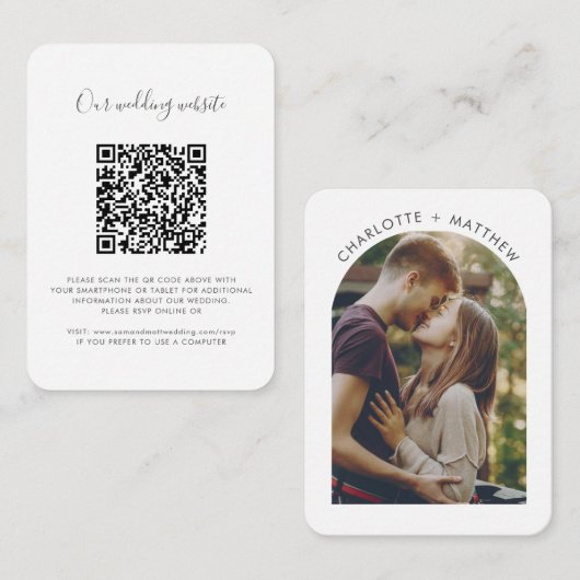 Hochzeits-QR-Code-Foto und Website-RSVP Begleitkarte (Vorne/Hinten)