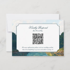Hochzeits-QR-Code-RSVP-Karte vom Bergtal am See RSVP Karte