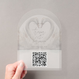 Hochzeits-QR-Code-Schwan-Einladung Acryleinladungen