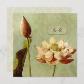 Hochzeits-Quadrat Etude de Fleurs Vintage Einladung (Vorne/Hinten)