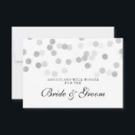 Hochzeits-Ratekarten-silberne Hinweiskarte<br><div class="desc">Elegantes Brautparty/Polterabend "Hochzeits-Ratekarte" für die Braut und den Bräutigam mit bezaubernden Imitat-silberne Folien-Glitzer-Lichtern und kundenspezifischem Text. Beeindrucken Sie Ihre Familie und Freunde mit diesem stilvollen und modernen Entwurf. Völlig kundengerecht! Bedienungsfreundlich und einfach zu personifizieren. Auftrag heute!</div>