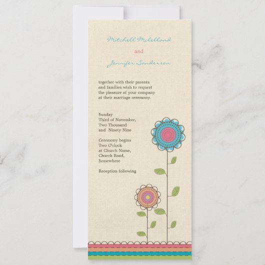 Hochzeits-Regenbogen-hohe Blumen-lange Einladung (Rückseite)