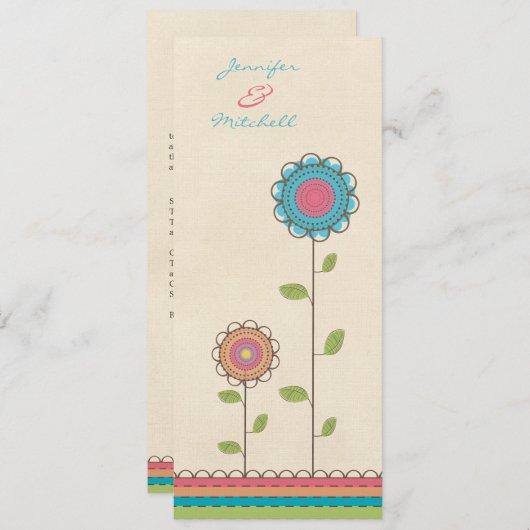 Hochzeits-Regenbogen-hohe Blumen-lange Einladung (Vorne/Hinten)