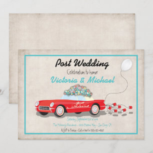 Hochzeits-Retro-Auto Gerade Verheiratet Einladung