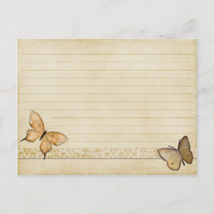 Hochzeits-Rezeptkarte Vintage Creme Schmetterling Postkarte