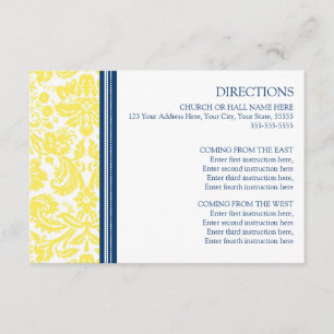 Hochzeits-Richtung kardiert Zitronen-Blau-Damast Begleitkarte