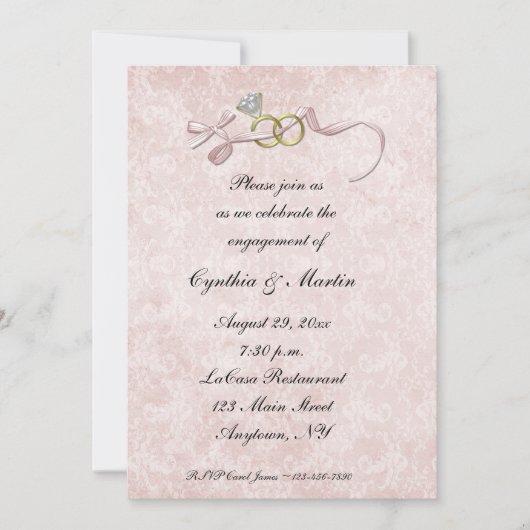 Hochzeits-Ring-Verlobungs-Einladung Einladung (Vorderseite)