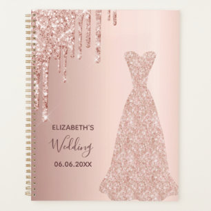 Hochzeits-Roségold-Glitter-Tropfen Braut 2025 Planer