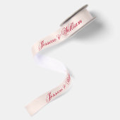 Hochzeits-Rot-Script-Rosé Einfache Kalligrafie Satinband (Rückseite)