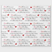 Hochzeits-Rote-Herzen und romantischer Spruch Geschenkpapier (Flach)