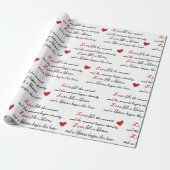 Hochzeits-Rote-Herzen und romantischer Spruch Geschenkpapier (Ungerollt)
