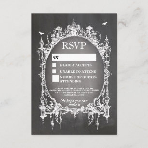 Hochzeits-RSVP-Gothic-Rahmen Rustikale Halloween-K Einladung