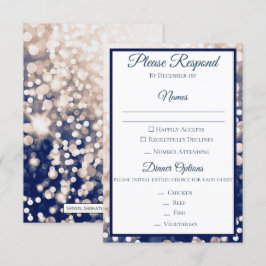 Hochzeits-RSVP im Herbst - Champagner und Navy Einladung