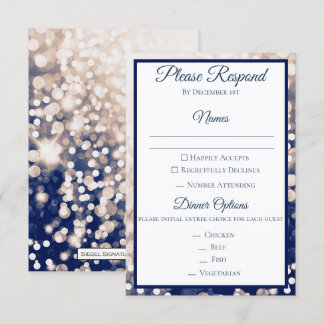 Hochzeits-RSVP im Herbst - Champagner und Navy Einladung