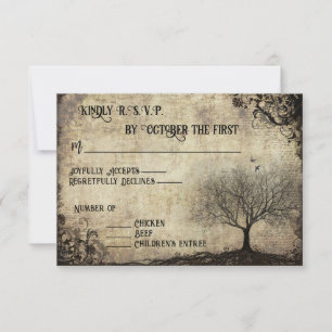 Hochzeits-RSVP im Vintage-Stil mit Baum-Motiv RSVP Karte