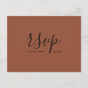 Hochzeits-RSVP-Karte   Terrakotta-Script-Postkarte Einladungspostkarte