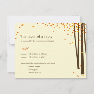 Hochzeits-RSVP-Karten für Wald Bäume - Orange - RSVP Karte