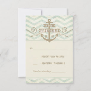 Hochzeits-RSVP-Karten im maritimen Chevron-Stil mi RSVP Karte