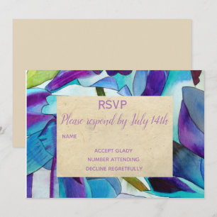 Hochzeits-RSVP Lila blaue Orchideen Blumenkunst ru Einladung