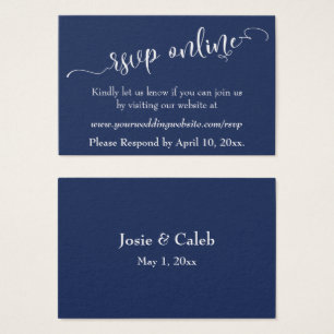 Hochzeits-RSVP Online-Einleger Weiß Script & Navy,