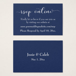 Hochzeits-RSVP Online-Einleger Weiß Script & Navy,