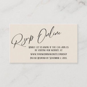 Hochzeits-RSVP Online Elegante Handschrift Creme Begleitkarte
