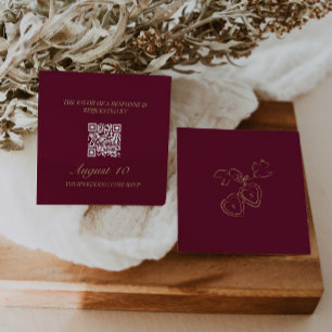 Hochzeits-RSVP-QR-Code illustriertes Medaillon Mon Begleitkarte
