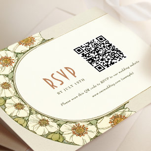 Hochzeits-RSVP-QR-Code Vintage Art Nouveau Mucha Einladung