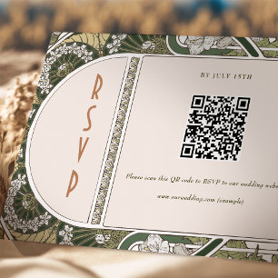 Hochzeits-RSVP-QR-Code Vintage Art Nouveau Mucha Einladung
