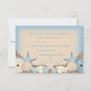 Hochzeits-RSVP Schöne tropische Strandmuscheln RSVP Karte
