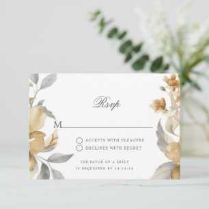 Hochzeits-RSVP-Script Gold Natürliche Rustikale Bl RSVP Karte