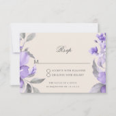 Hochzeits-RSVP-Script Purple Rustic Floral RSVP Karte (Vorderseite)
