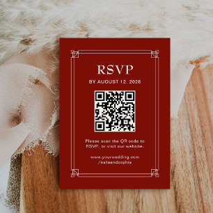 Hochzeits-RSVP und QR-Code Rot Begleitkarte