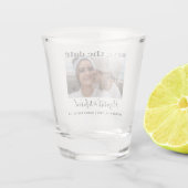 Hochzeits-Save-the-Date-Foto benutzerdefiniertes S Schnapsglas (Rückseite)