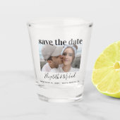 Hochzeits-Save-the-Date-Foto benutzerdefiniertes S Schnapsglas (Vorderseite)