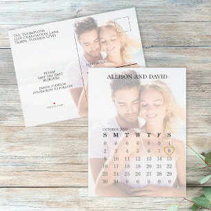 Hochzeits-Save-the-Date-Kalender 6 Reihen Foto  Ankündigungspostkarte