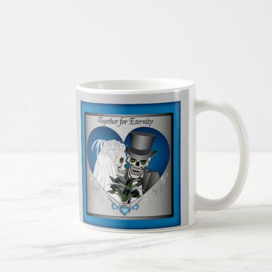 Hochzeits-Schädel - Blau Kaffeetasse (Rechts)