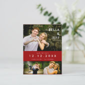 Hochzeits-Schnappschüsse in Rot - Save-the-Date-Ka Save The Date (Stehend Vorderseite)
