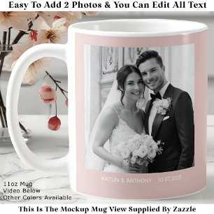 Hochzeits Schwarz-Weiß-Fotos Blush Pink Kaffeetasse