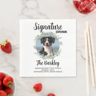 Hochzeits-Signature-Drink-Hundefoto Serviette