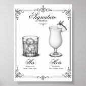 Hochzeits-Signature-Drinks His und Hers Poster (Vorne)