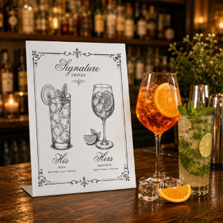 Hochzeits-Signature-Drinks-Menü Sein und Ihr Sockelschild