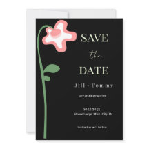 Hochzeits-Single-Flower-Dunkle-Save-the-Date-Karte