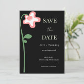 Hochzeits-Single-Flower-Dunkle-Save-the-Date-Karte Save The Date (Stehend Vorderseite)
