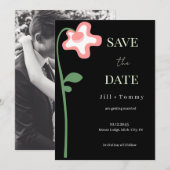 Hochzeits-Single-Flower-Dunkle-Save-the-Date-Karte Save The Date (Vorne/Hinten)