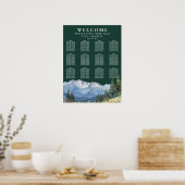 Hochzeits-Sitzplan Bergflorales Smaragdgrün Poster (Küche)